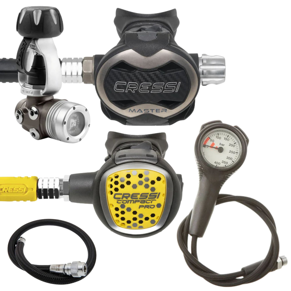 Cressi Regulator Package: T10-SC + Compact Pro Octopus + Gauges + BCD Hose