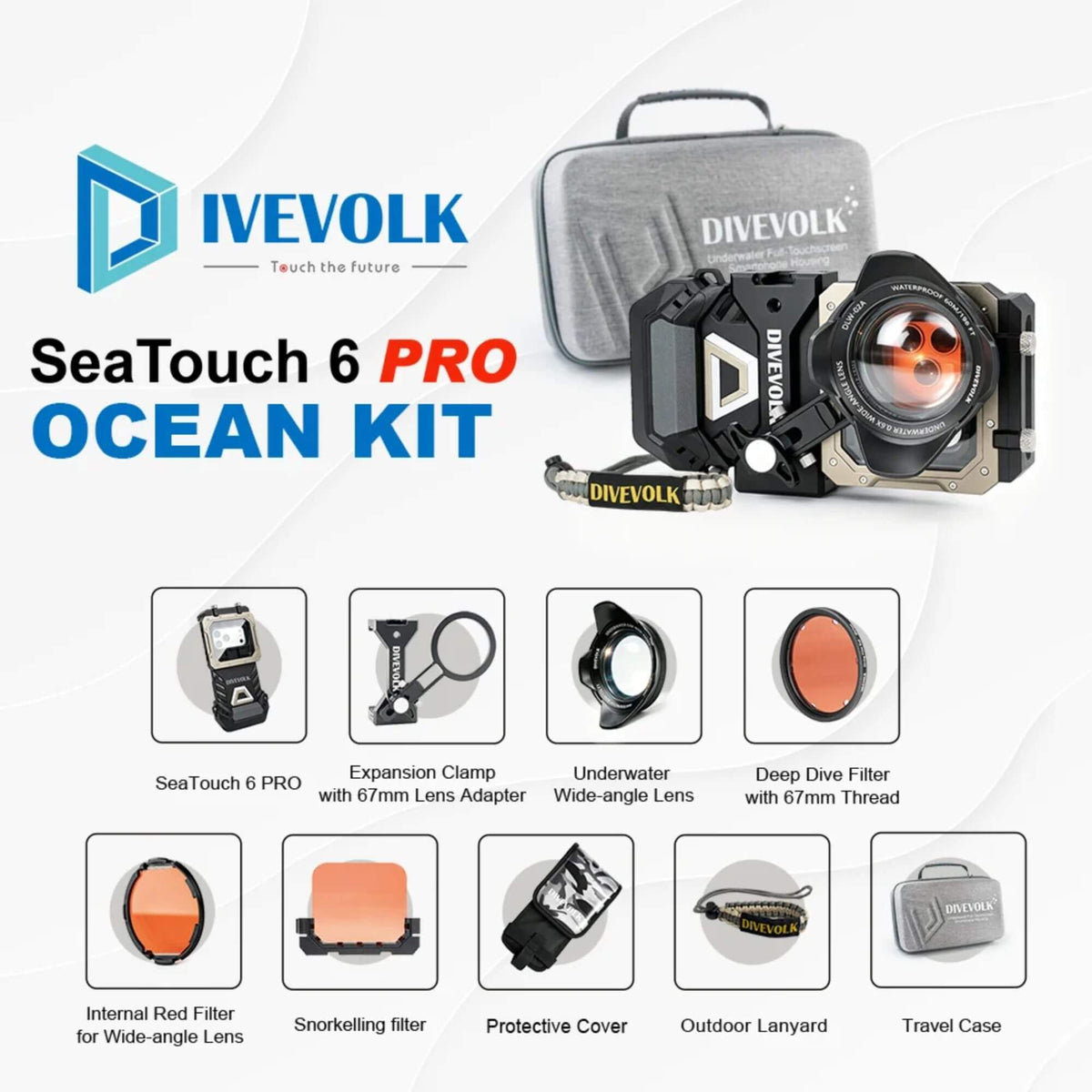 DiveVolk SeaTouch 6 Pro Ocean Kit with Phone Adapter
