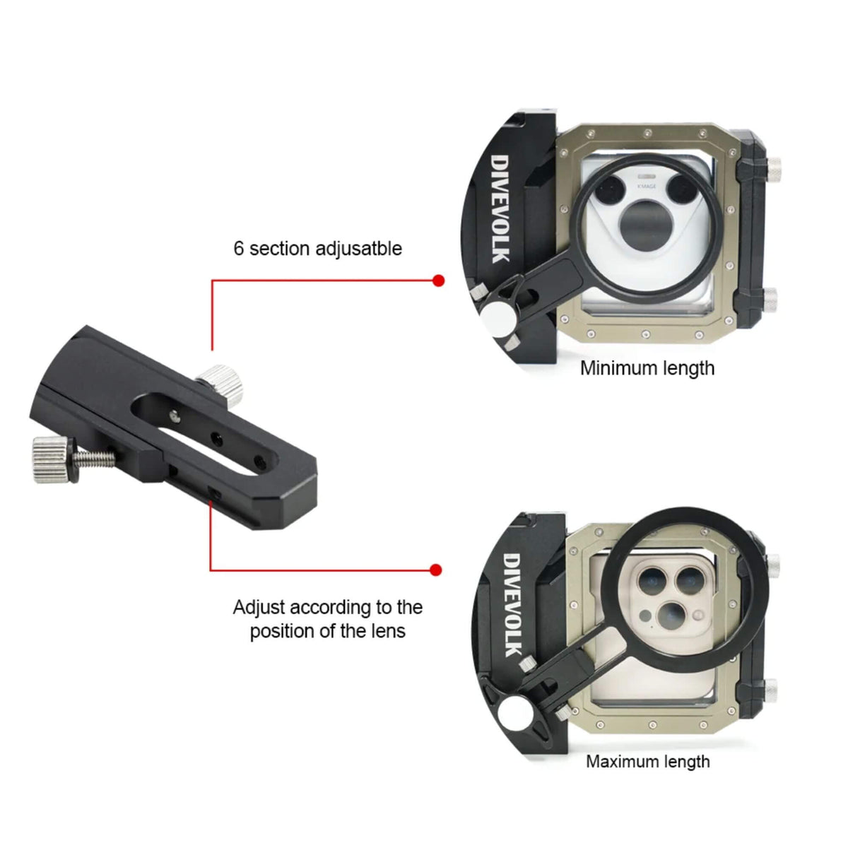 DiveVolk SeaTouch 6 Pro Expansion Clamp with 67mm Lens Adapter