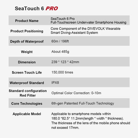 DiveVolk SeaTouch 6 Pro Underwater Smartphone Housing with Phone Adapter