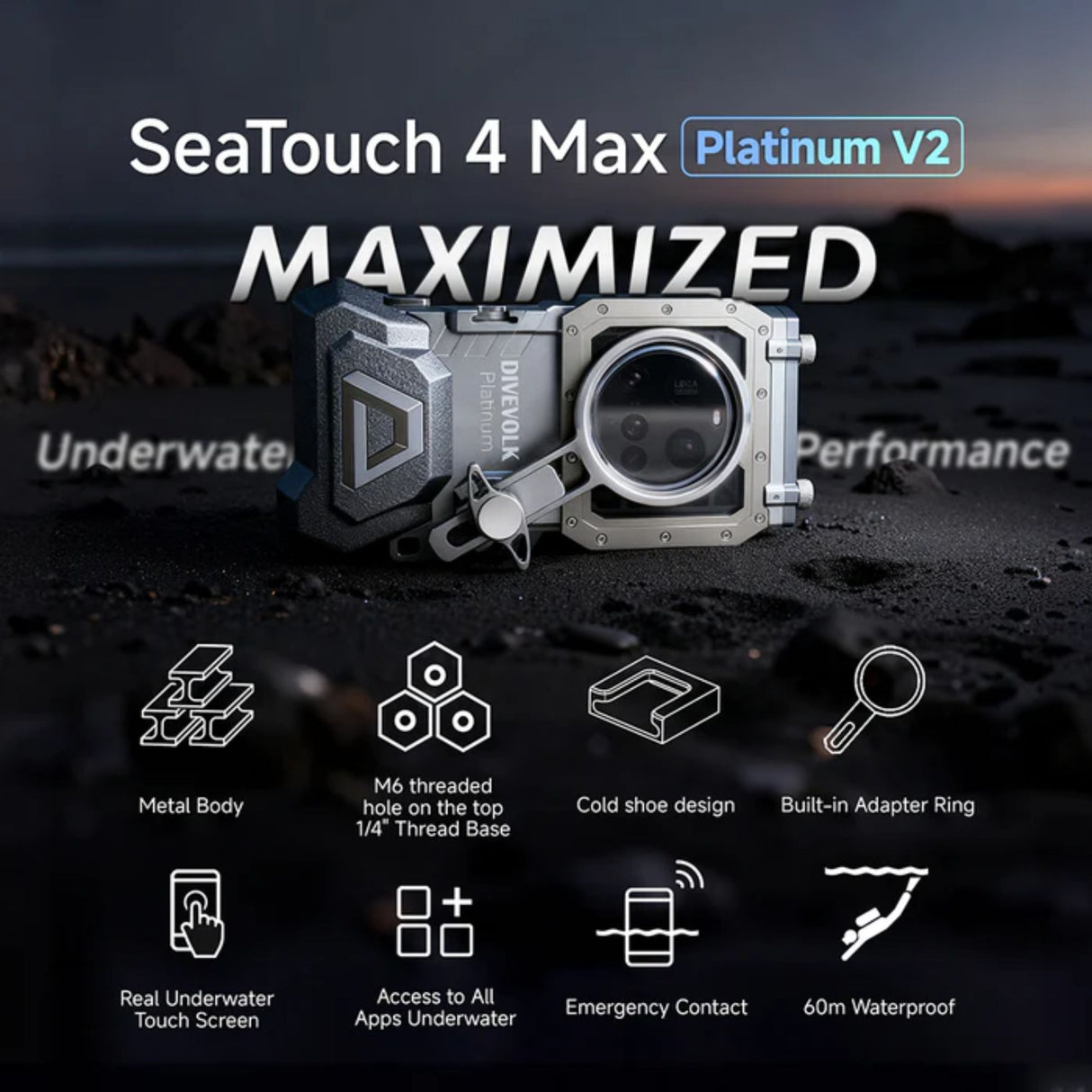 DiveVolk SeaTouch 4 Max Platinum Underwater Smartphone Housing