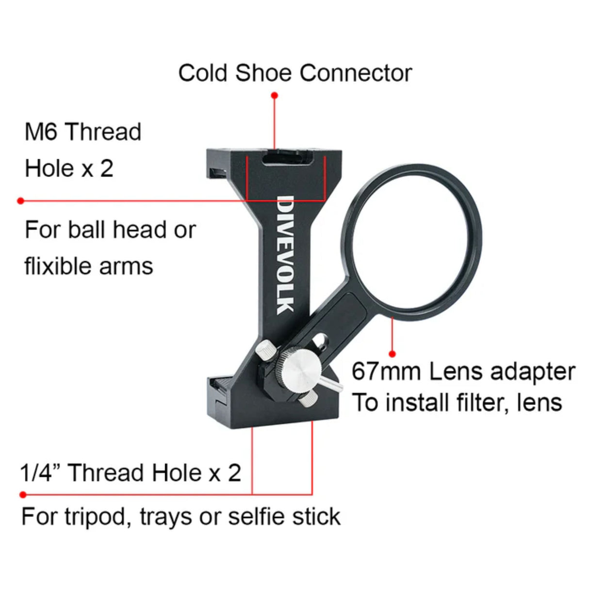 Divevolk Seatouch 4 Max Plus Expansion Clamp with Lens Adapter