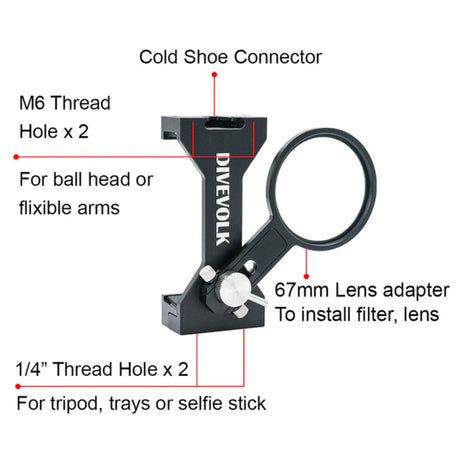 Divevolk Seatouch 4 Max Plus Expansion Clamp with Lens Adapter
