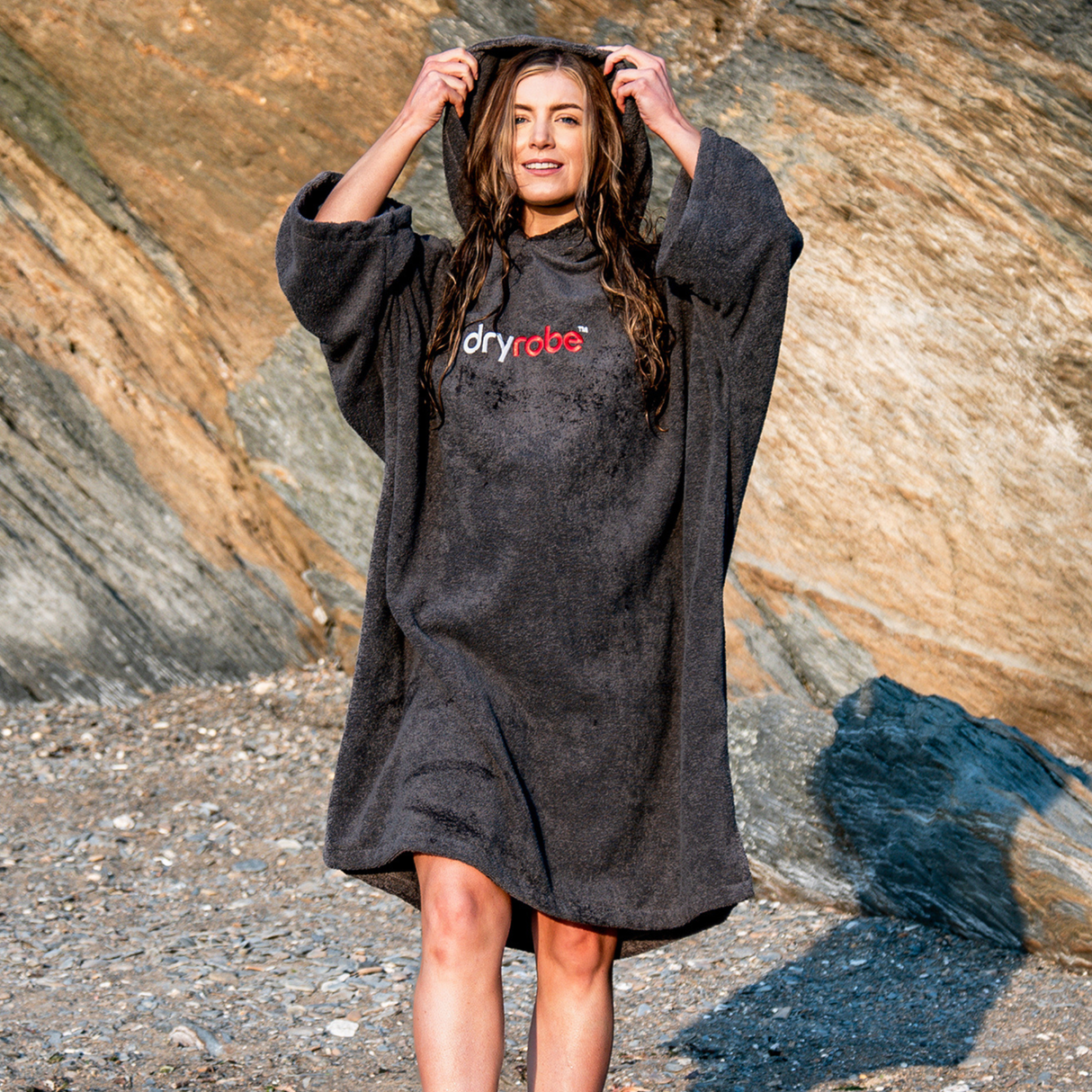 Dryrobe® Organic Cotton Towel Changing Robe for Adults - Slate Grey