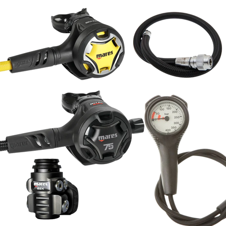 Mares Regulator Package: Dual ADJ 62X 75th Anniversary + Octopus Dual + Gauges + BCD Hose