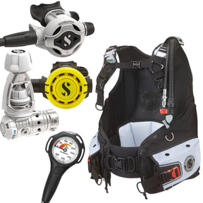Scubapro Bella BCD Package: MK25 EVO / S620Ti White + R105 Octopus + Gauges