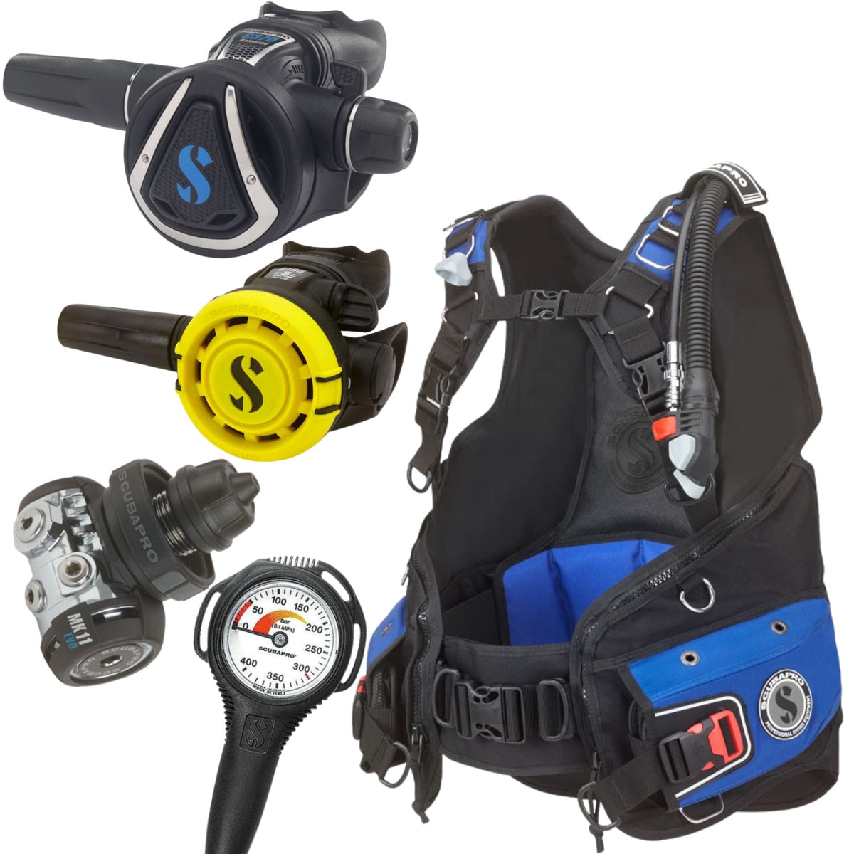 Scubapro Glide BCD Package: MK11 EVO / C370 + R105 Octopus + Gauges ...