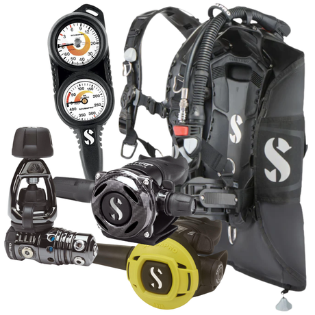 Scubapro Hydros Pro 2 BCD Package: MK25 EVO / A700 Carbon Black Tech + S270 Octopus + Gauges