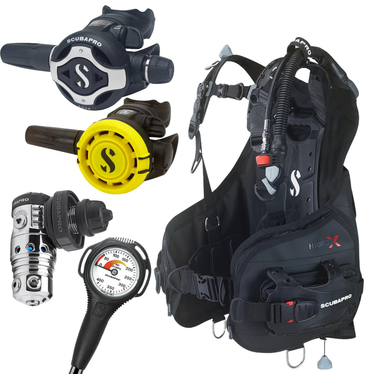 Scubapro Hydros X Mens BCD Package: MK25 EVO / S620Ti + R105 Octopus ...