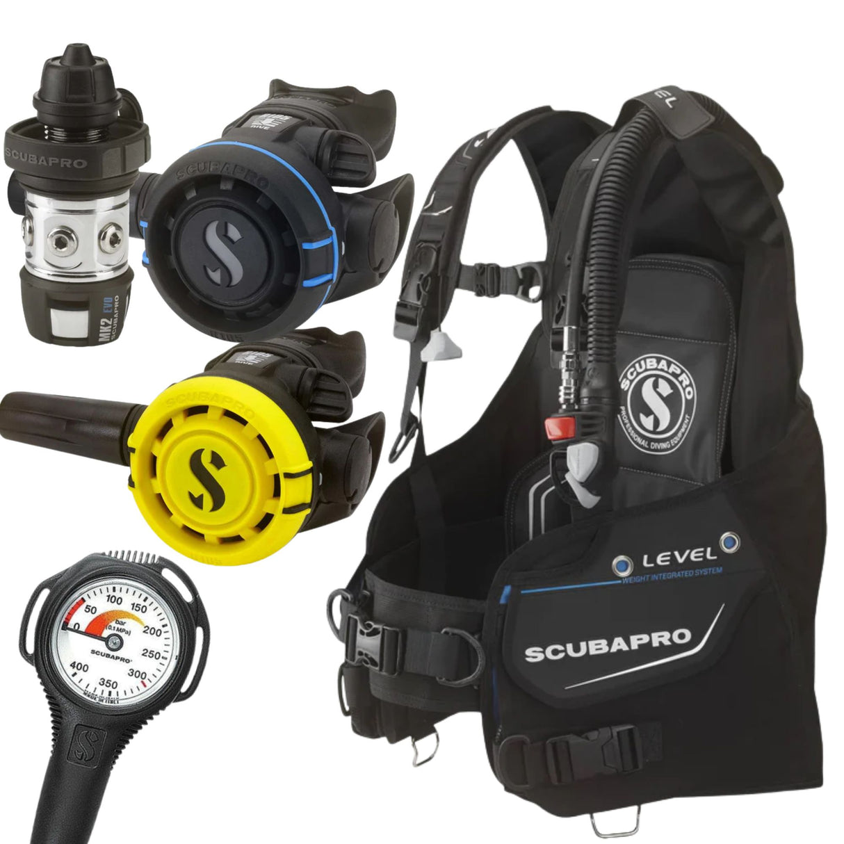 Scubapro Level BCD Package: MK2 EVO / R105 + R105 Octopus + Gauges