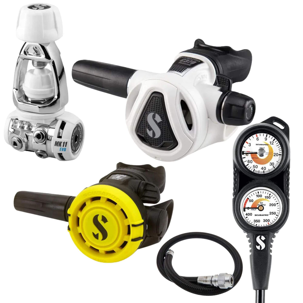 Scubapro Regulator Package: MK11 EVO / C370 Colour + R105 Octopus + Gauges + BCD Hose