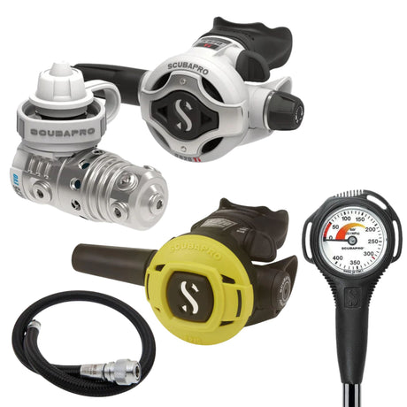 Scubapro Regulator Package: MK25 EVO / S620Ti White Edition + S270 Octopus + Gauges + BCD Hose