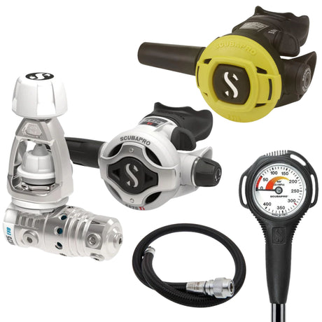 Scubapro Regulator Package: MK25 EVO / S620Ti White Edition + S270 Octopus + Gauges + BCD Hose
