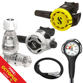 Scubapro Regulator Package: MK25 EVO / S620Ti White Edition+ R105 Octopus + Gauges + BCD Hose