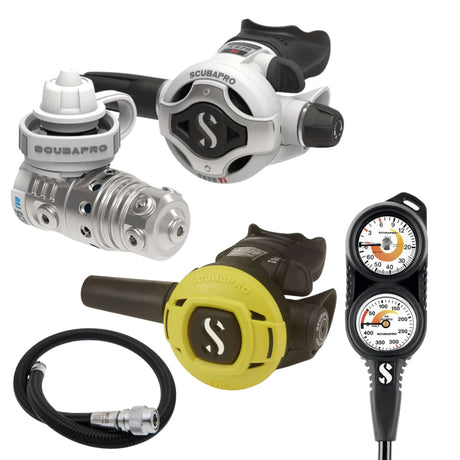 Scubapro Regulator Package: MK25 EVO / S620Ti White Edition + S270 Octopus + Gauges + BCD Hose