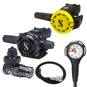 Scubapro Regulator Package: MK25 EVO / A700 Carbon Black Tech + R105 Octopus + Gauges + BCD Hose