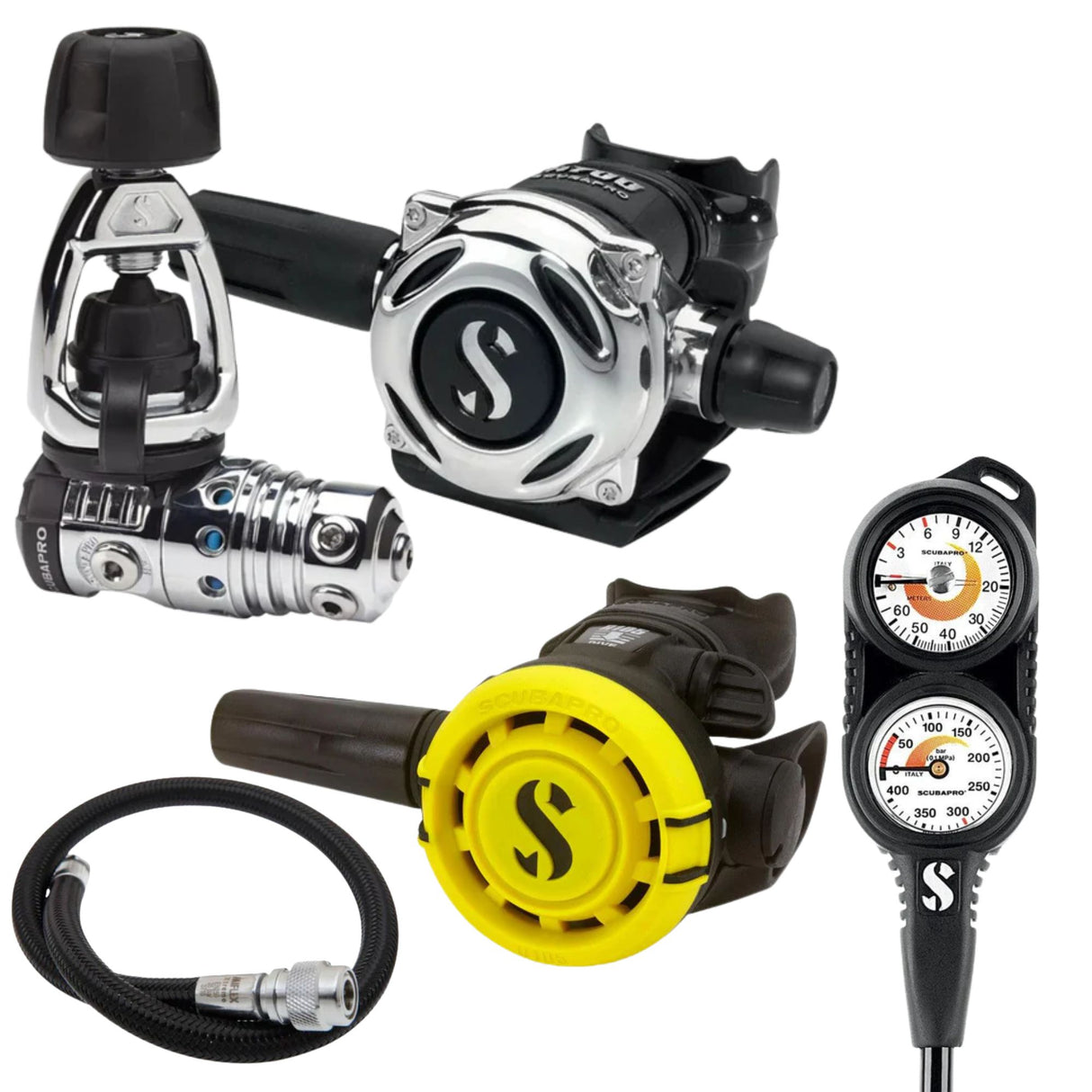 Scubapro Regulator Package: MK25 EVO / A700 + R105 Octopus + Gauges + BCD Hose
