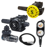 Scubapro Regulator Package: MK25 EVO / A700 Carbon Black Tech + R105 Octopus + Gauges + BCD Hose