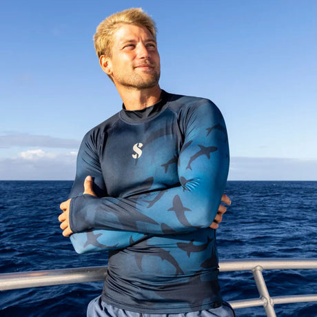 Scubapro UPF50 T-Flex Long Sleeve Men's Rash Guard - Sharks