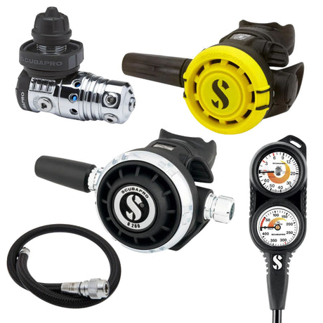 Scubapro Regulator Package: MK25 EVO / G260 + R105 Octopus + Gauges + BCD Hose