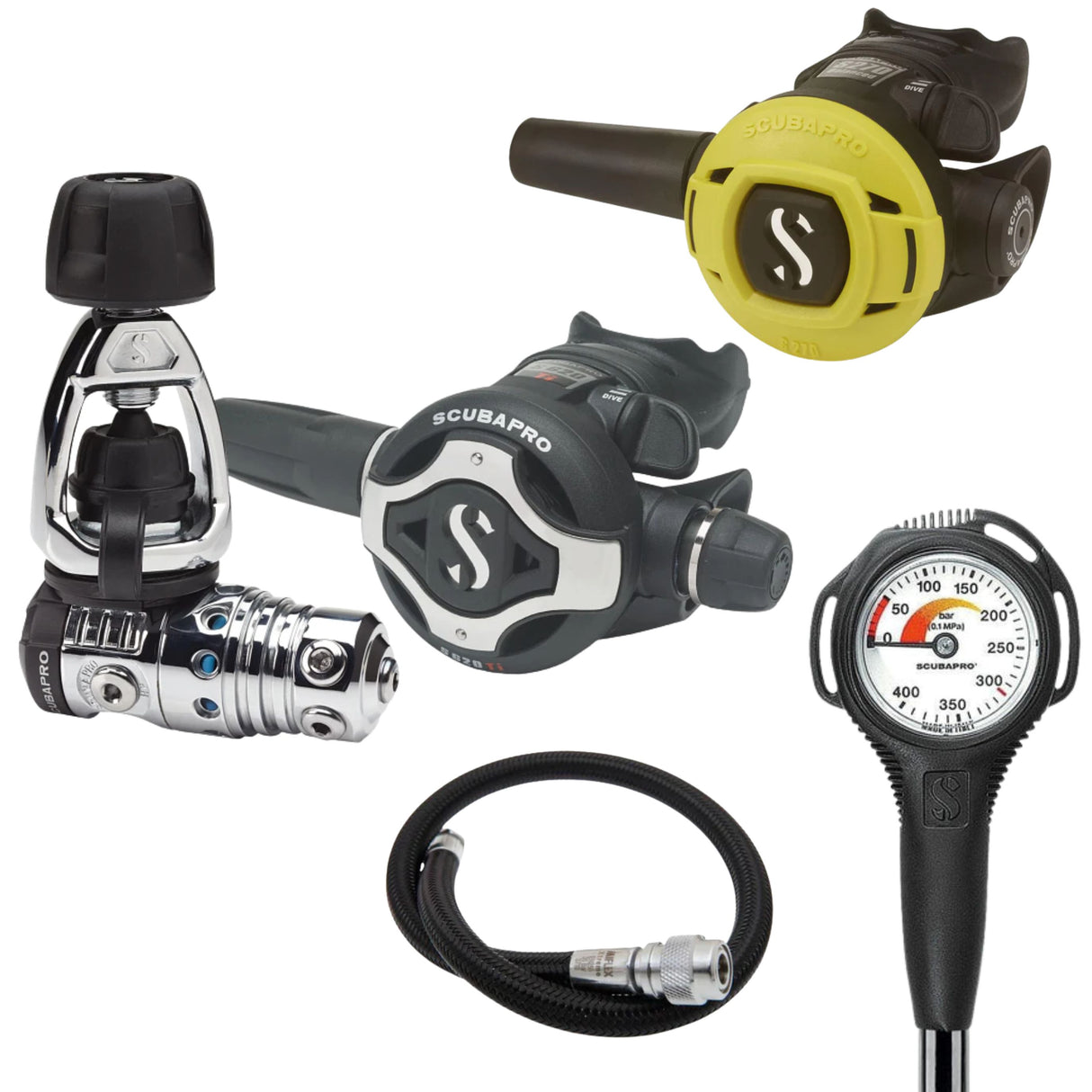 Scubapro Regulator Package: MK25 EVO / S620Ti + S270 Octopus + Gauges + BCD Hose