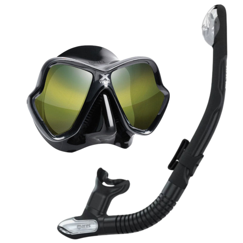 liquid image goggles Mares X-Vision Ultra Liquidskin Mirrored Mask And Ergo Dry Snorkel Set