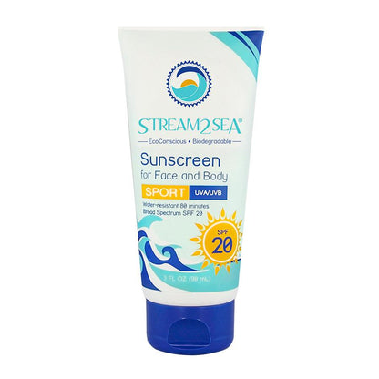 Stream2Sea Sunscreen for Face and Body Sport - SPF 20 3oz (85ml)